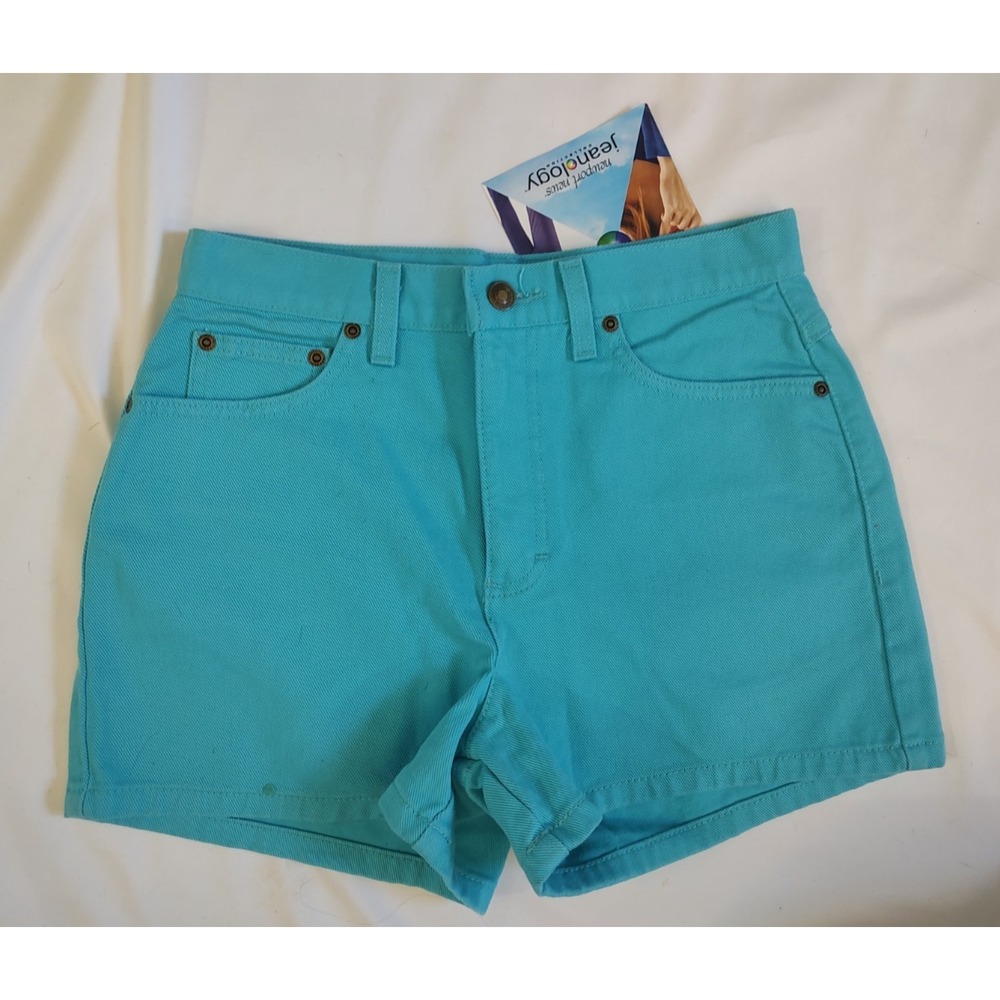90's Vintage NOS Jean Shorts Newport News Jeanology Turquoise Blue Sexy Mom Sz 8